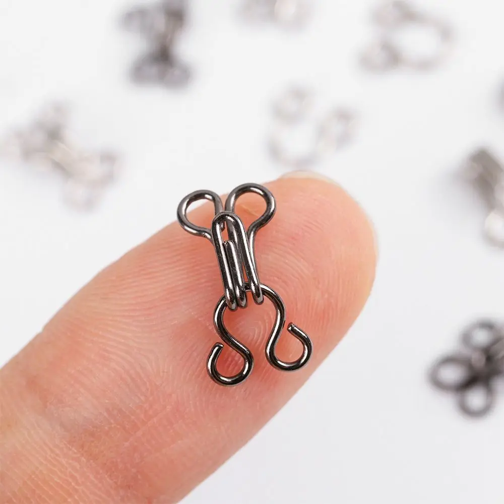 100pcs Metal Hooks Eyes Black/Silver Clothing Sweater Buckles Metal Buckle Underwear Sewing Hook Collar Invisible Button