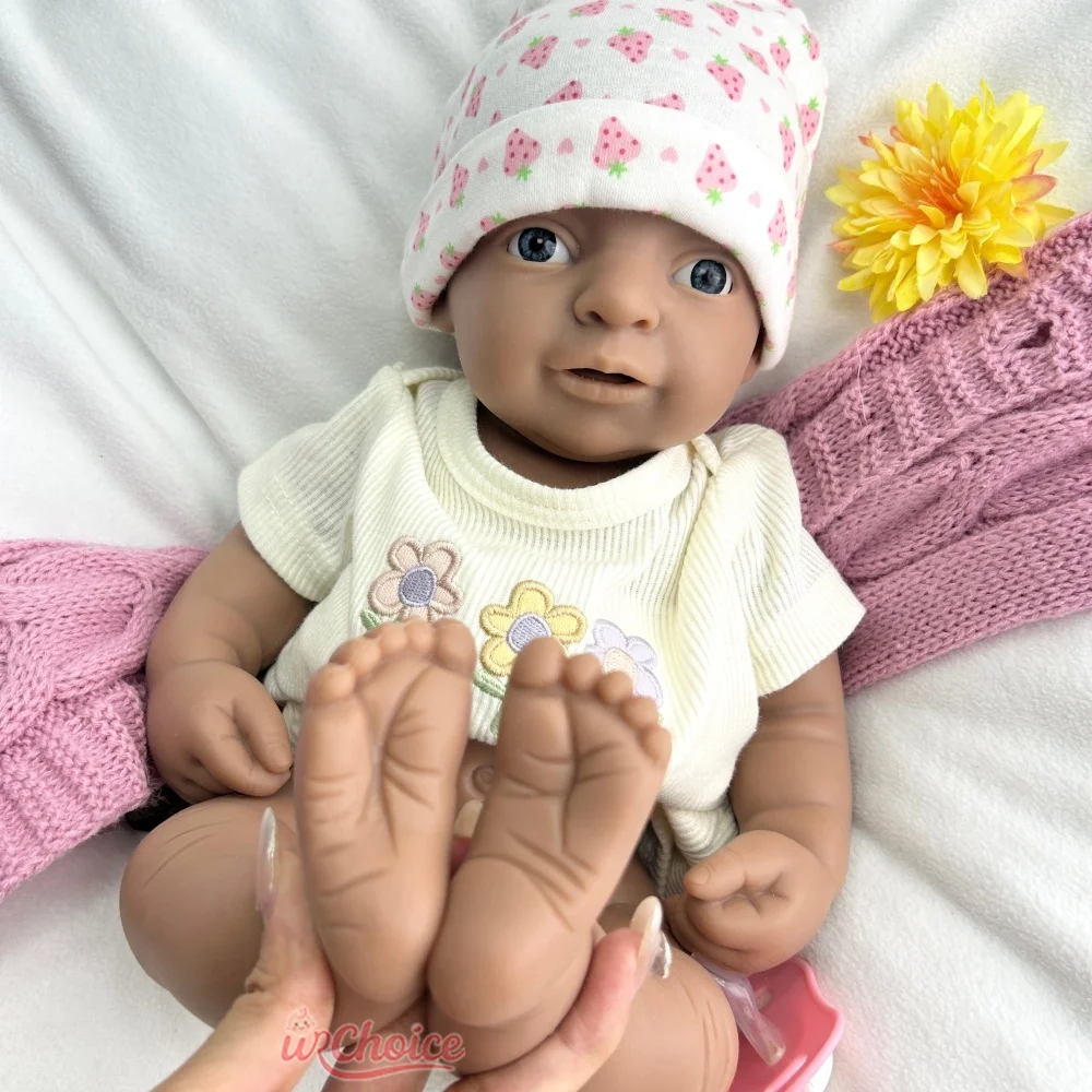 44 cm non verniciato pelle scura ponderata in silicone rinato bambina corpo morbido realistica bambola neonato impermeabile per genitori in attesa