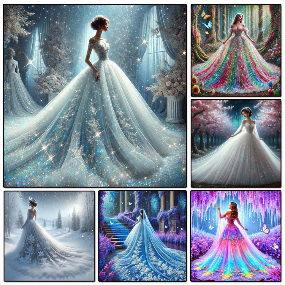 

5D DIY алмазная живопись набор для вышивки крестом мечтательное свадебное платье женское бабочка полная алмазная мозаика вышивка домашний декор