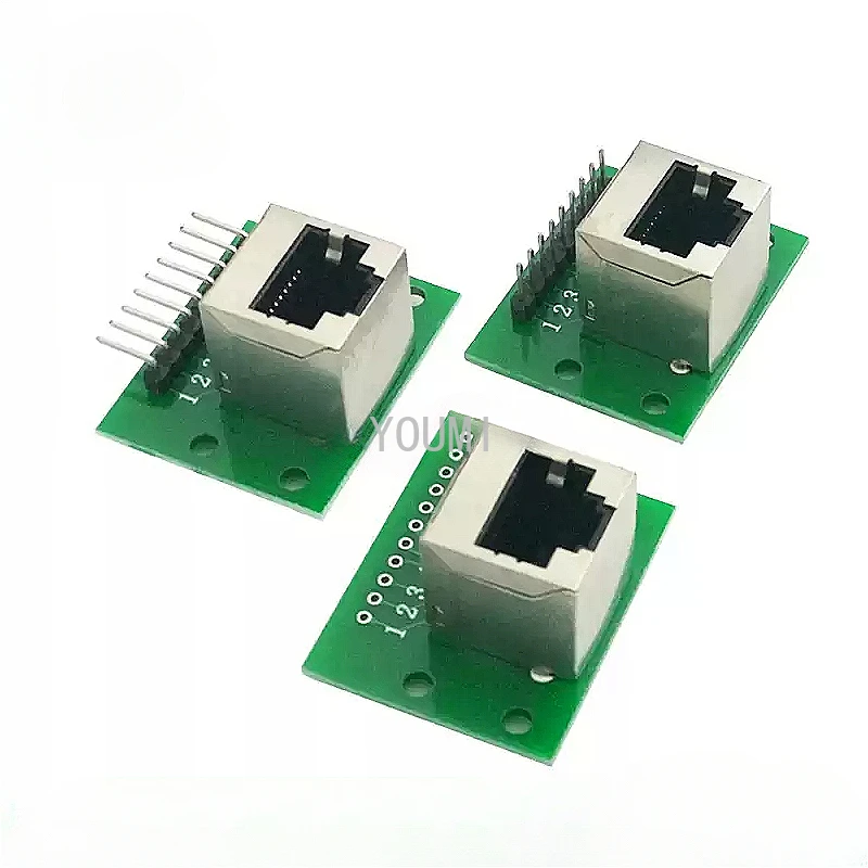 1Pce RJ45 Ethernet Port 8P Vertical Horizontal Test Board Bent Pin Straight Pin Network Port Adapter Circuit Board Connector