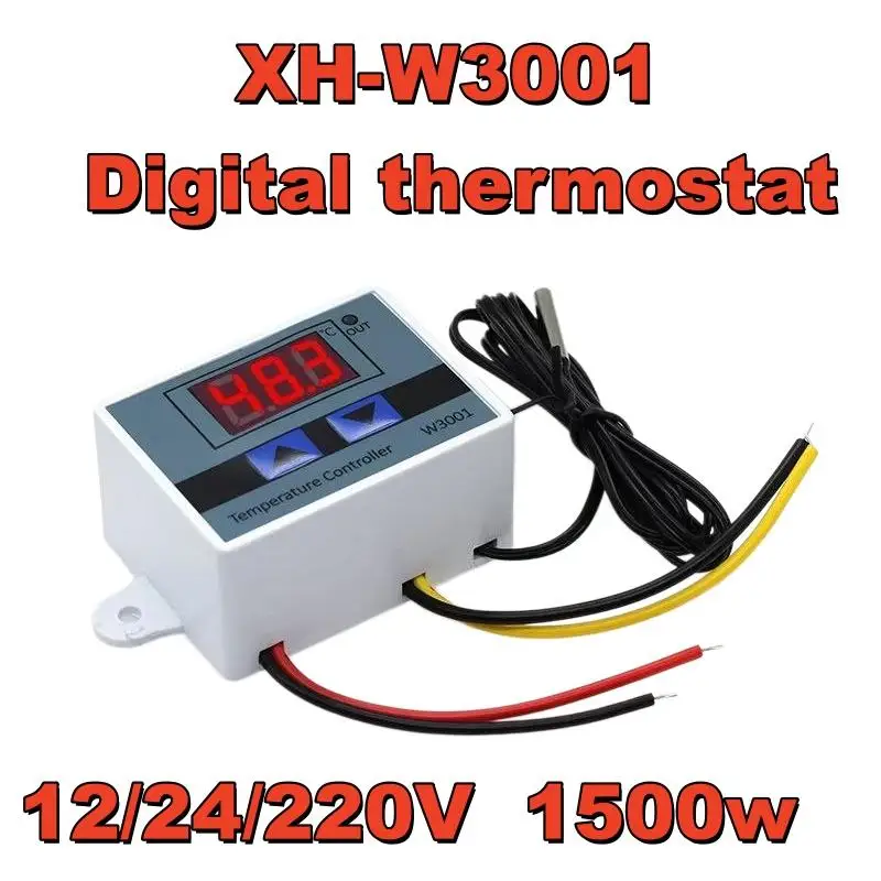 12V 24V 220V W3001 Digital Thermostat: 1Pcs Temperature Controller Switch NTC Probe Incubator