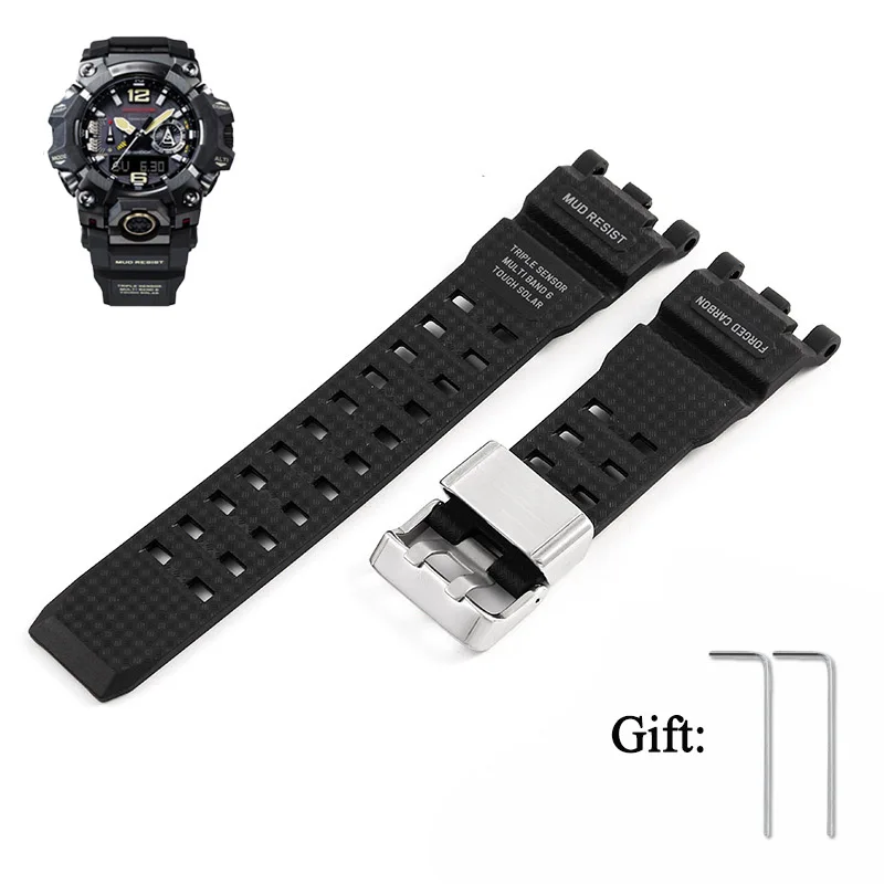 Pulseira de resina para relógio Casio G-SHOCK Mudmaster GWG-2000 GWG-2040, pulseira esportiva de borracha preta camuflada, pulseira de substituição.