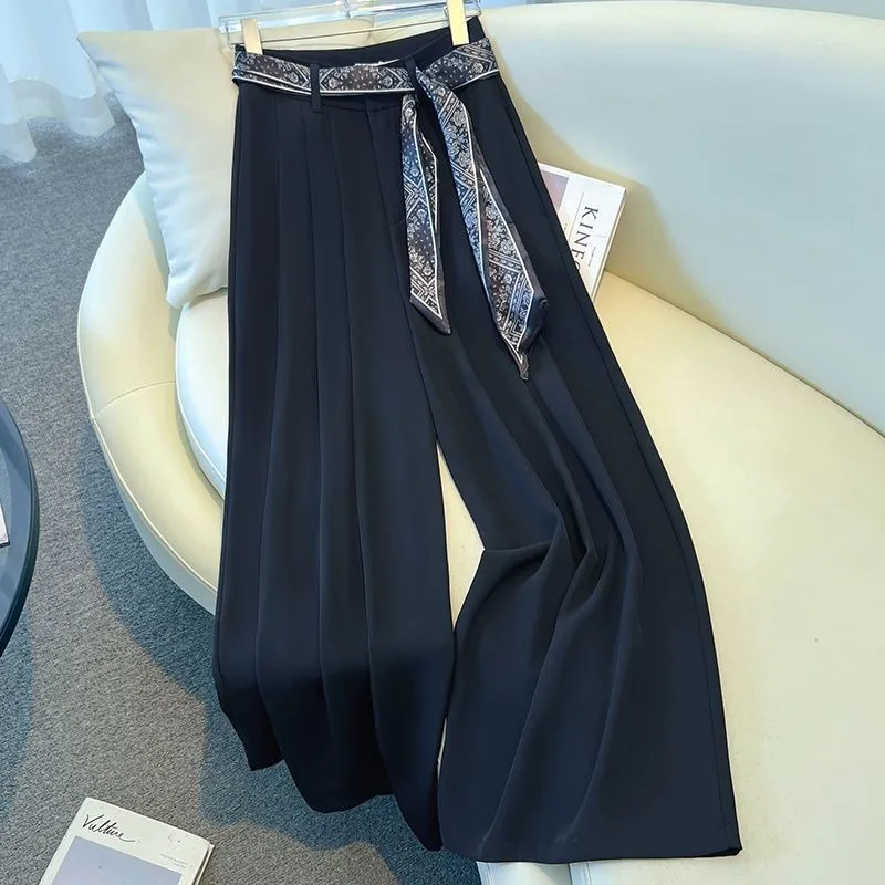 Nowe spodnie z wysokim stanem, prostymi nogawkami i szerokimi nogawkami, efekt obniżonych kropli, odpowiednie zarówno dla kobiet, jak i mężczyzn, modne i codzienne, styl letni.