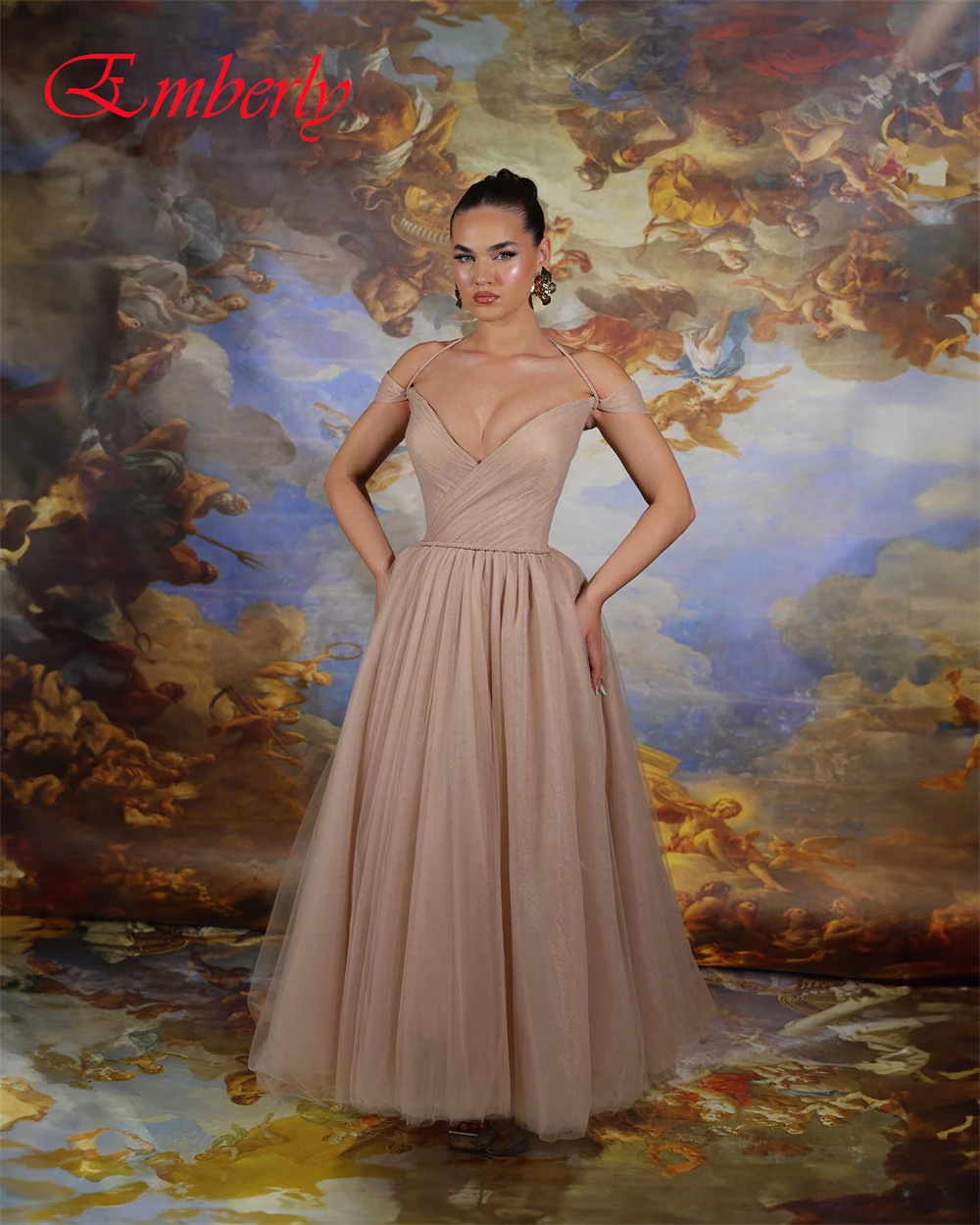 تخصيص رائعة الأورجانزا ألف خط مساء اللباس الكلاسيكية الرسن قبالة الكتف فساتين حفلة موسيقية مثير فساتين المناسبات الخاصة