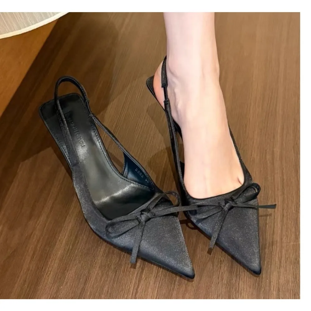 

New Summer Slip on High Heel Women Sandals Fashion Butterfly-knot Singbacks Pumps Stripper Party Female Sandalias