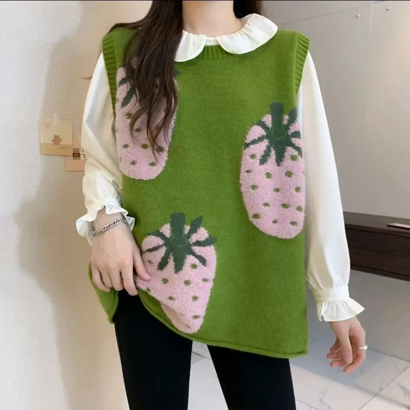 2025 Korean new pullover sleeveless flower age-reducing knitted vest top  vest women waistcoat  chaleco mujer