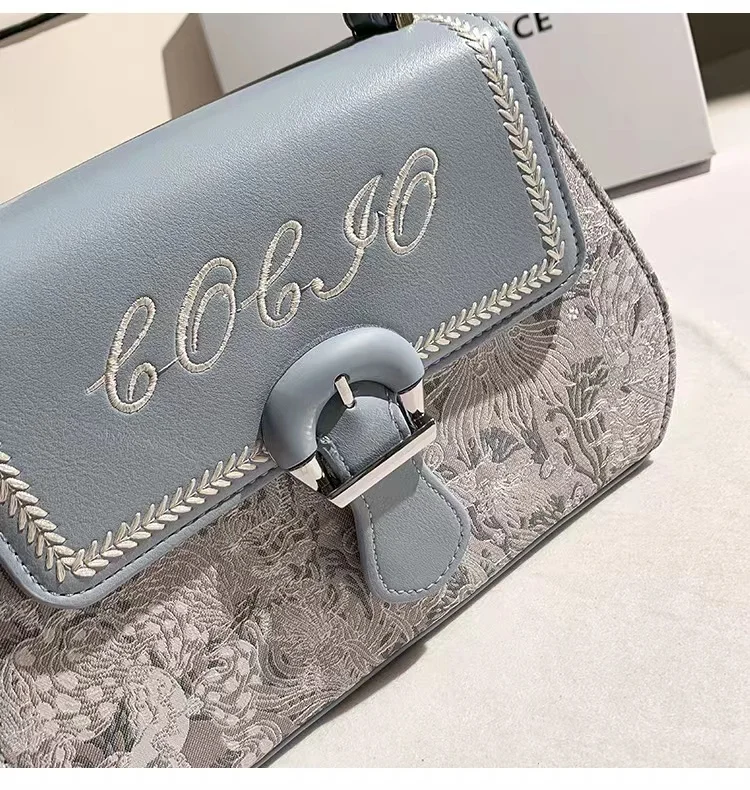 Autumn Winter High Quality Embroidery Square Bag Women Fashion Handbag Textured Leather Female Shoulder Messenger Bag Lady Purse