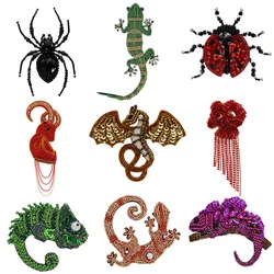 1pc fatto a mano con grafica lucertola Applique con perline cucire su Patch Hippie Boho fai da te