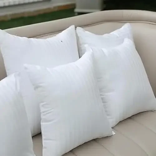 Bed & Sofa Cushion| Indorama Micro Fiber|Vacuum| Soft and Fluffy | Set of 4| White with self Strips (24 x 24 Inches)