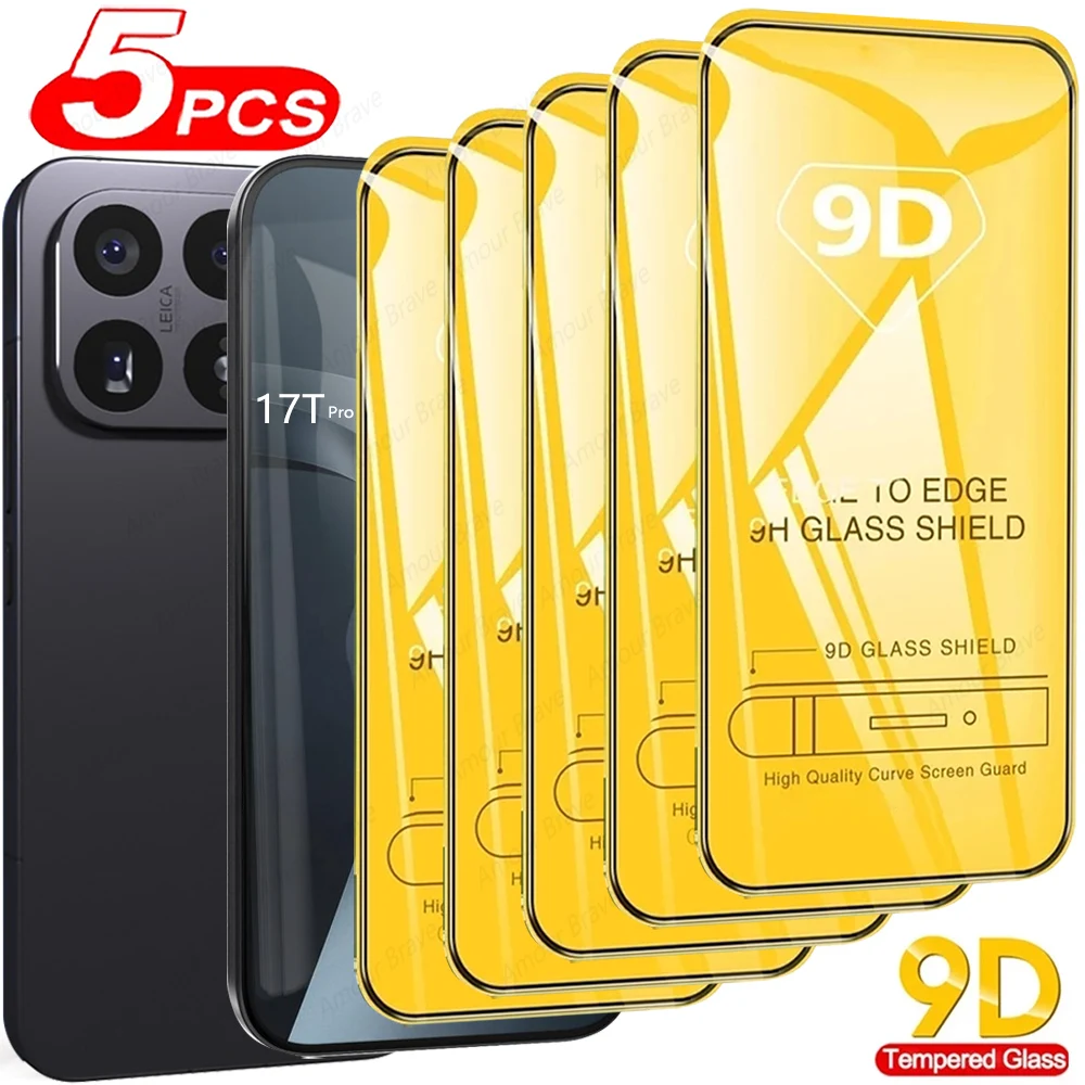 Protecteur d'écran HD à couverture complète, 5 pièces, verre trempé pour Xiaomi Mi 17T Pro, 14T, 13T, 12T, 11T Pro