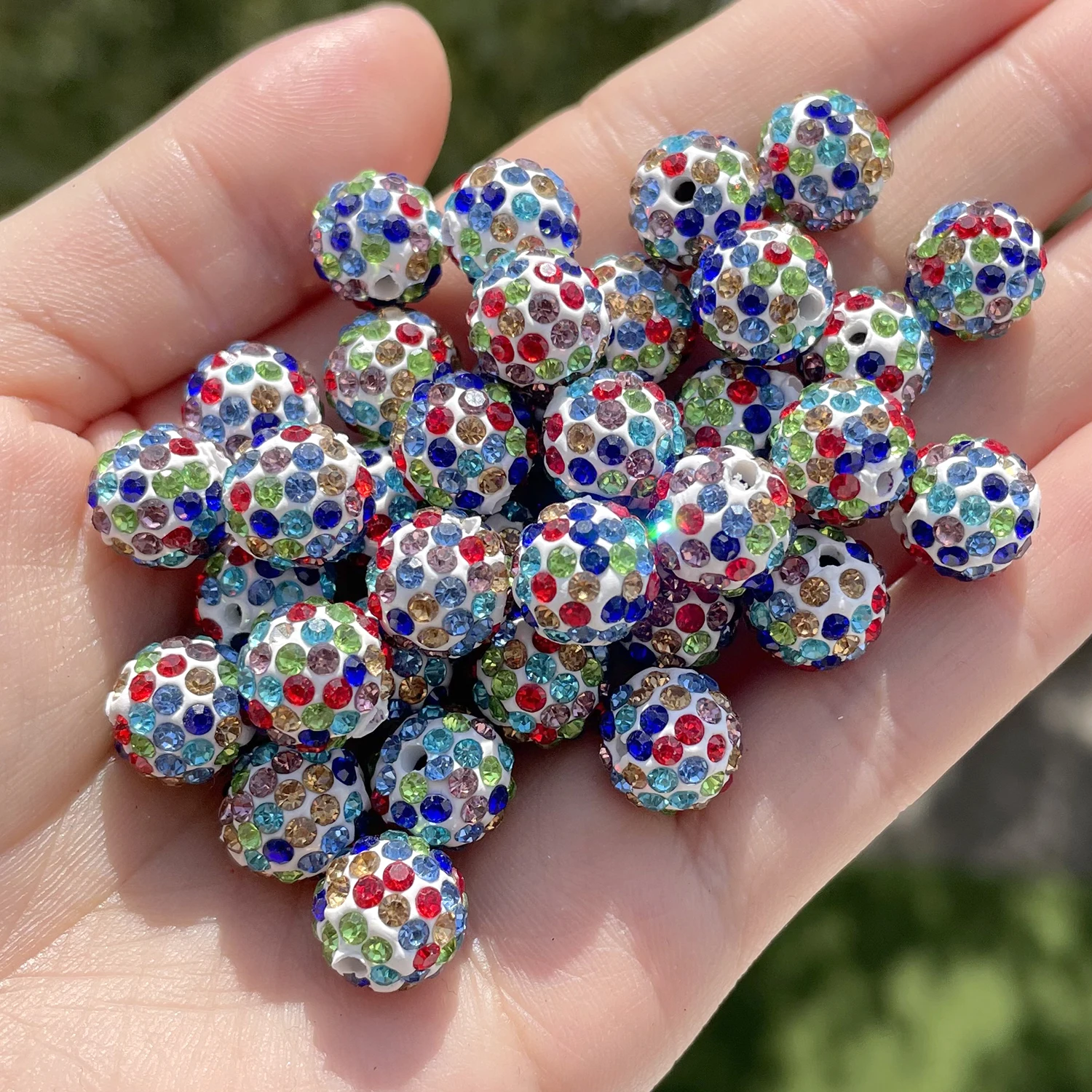 10pcs 6/8/10mm Czech Crystal Rhinestones Pave Disco Ball Clay Beads Round Spacer Beads Charms for DIY Jewelry Making Bracelet