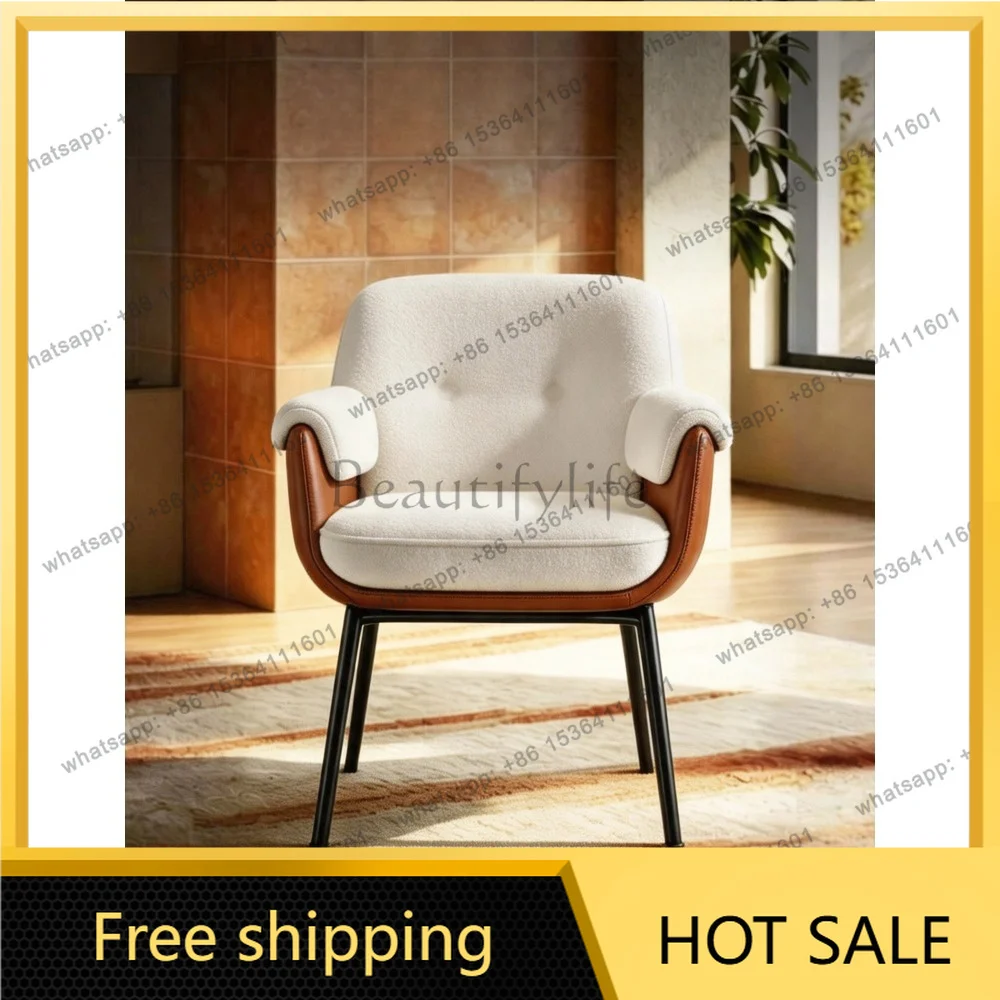 Italian light luxury dining chair high-end fabric soft bag single leisure chair