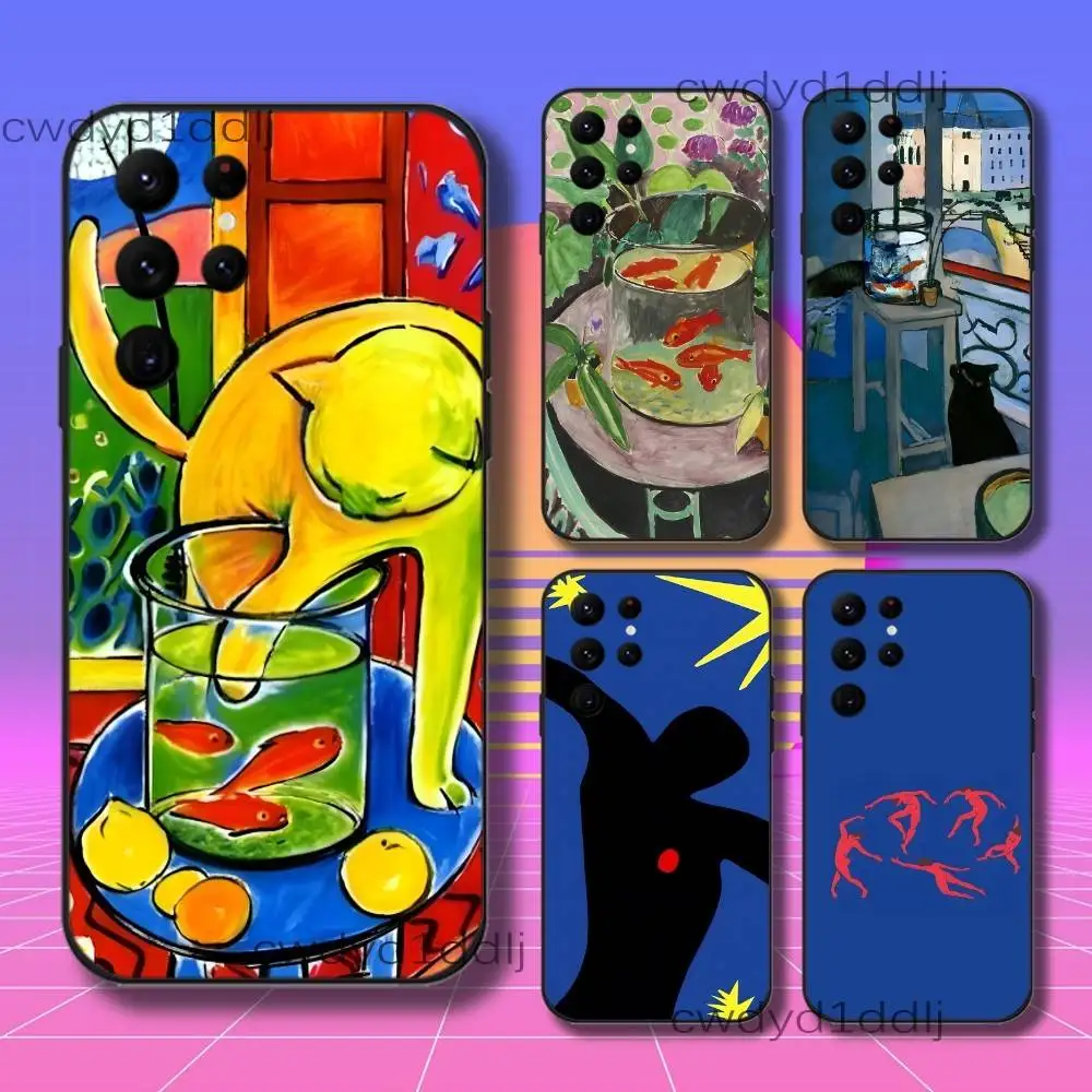 H-Henri Matisse Paintings Art Phone Case For Samsung S10,S21,FE,S21 ,S26,S25,S24,S23,Ultra,S9,S22,Plus Black Shockproof TPU