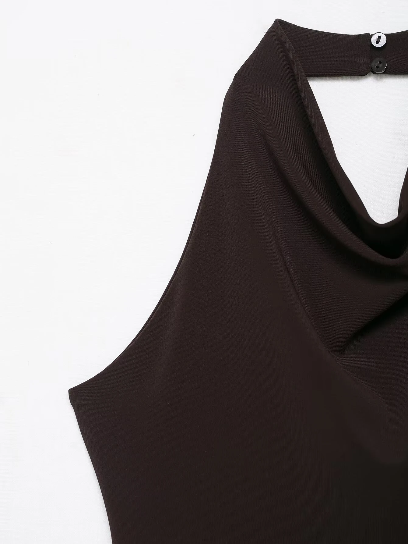 New European and American style women's fashionable versatile simple splicing hanging neck collar dress