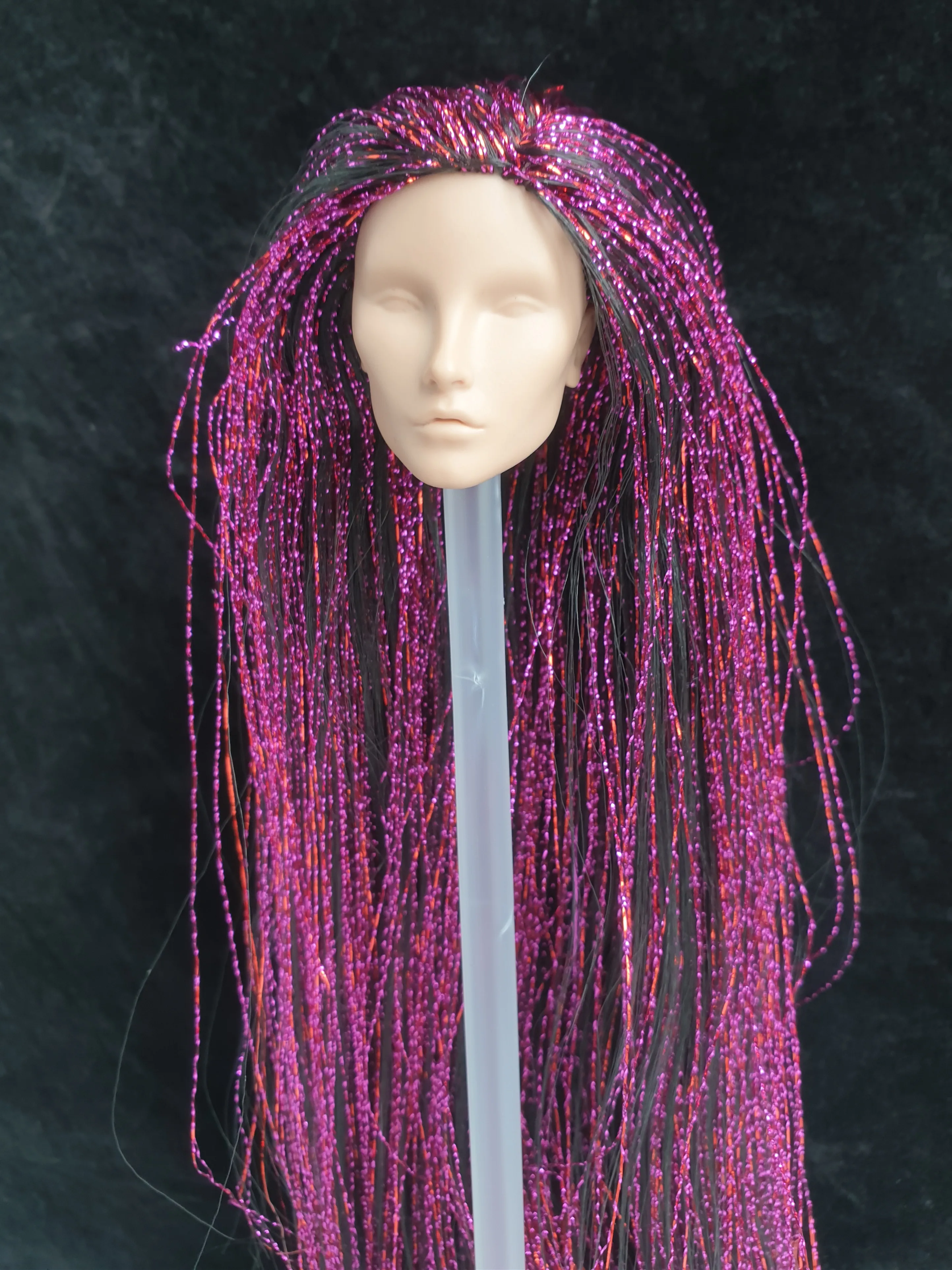 

Fashion Royalty White Skin Purple Hair Reroot Elyse Elise Jolie Blank Face Integrity 1/6 Scale Doll Head OOAK