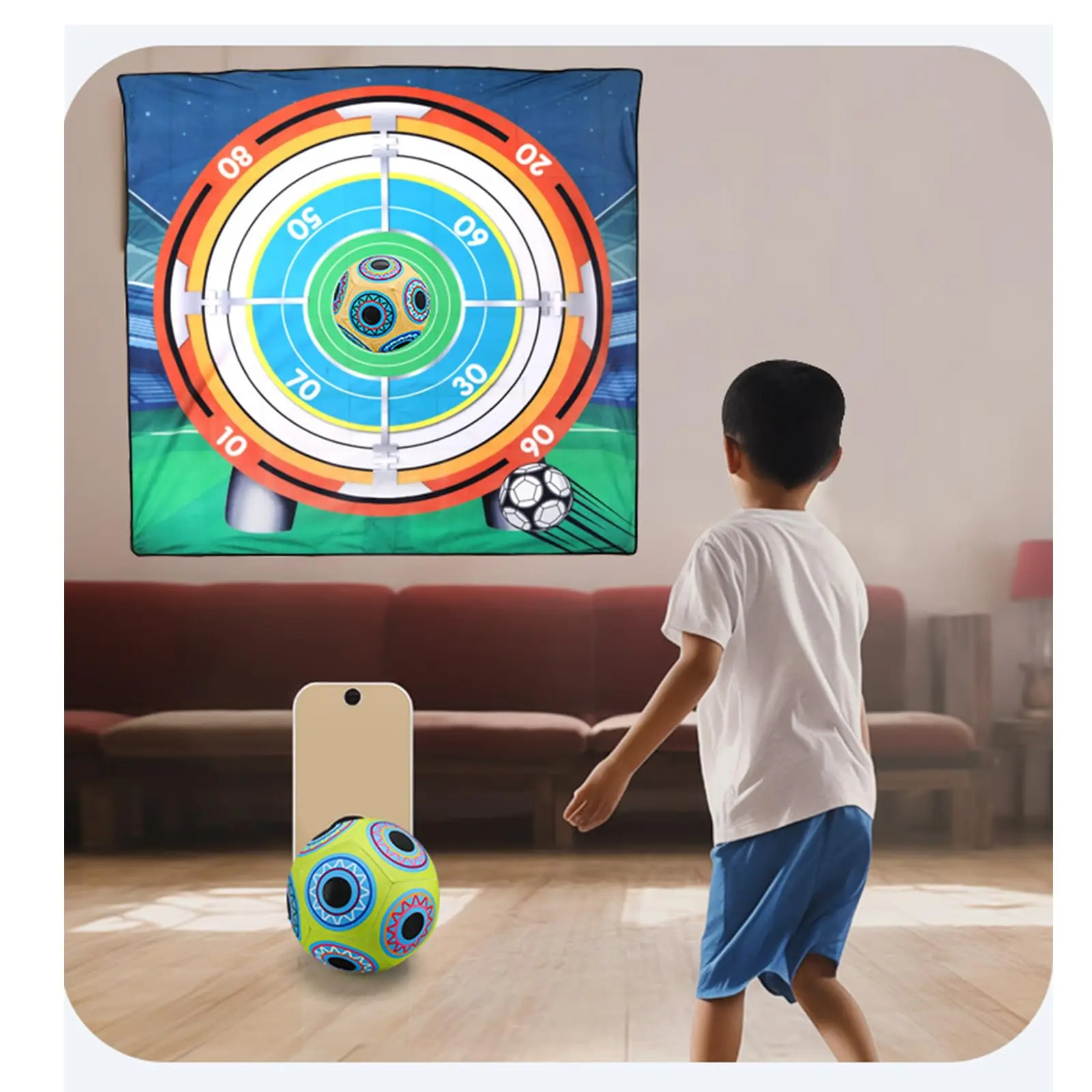 Soccer Game Set Outdoor Indoor Football Sports Training Boy Soccer Toys Soccer Game Mat with Two Sticky Balls Children Gift