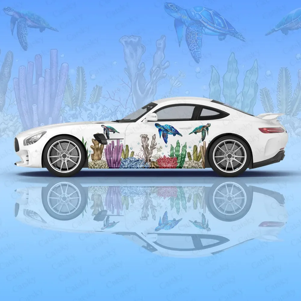 

Sea Turtle Animal Design Car Vinyl Wraps Decal Self-adhesive PVC Sticker Suitable for Trucks SUV Decor Auto Accessories Gift