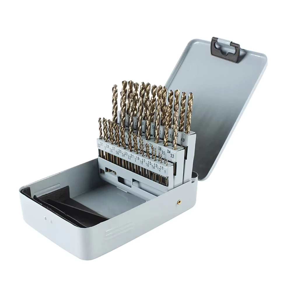 51Pcs Drill Bit Set Cobalt Drill Bit Set with Index Storage Case Cobalt Jobber Twist Drill Bit Set for Cast Iron Wood Plastic