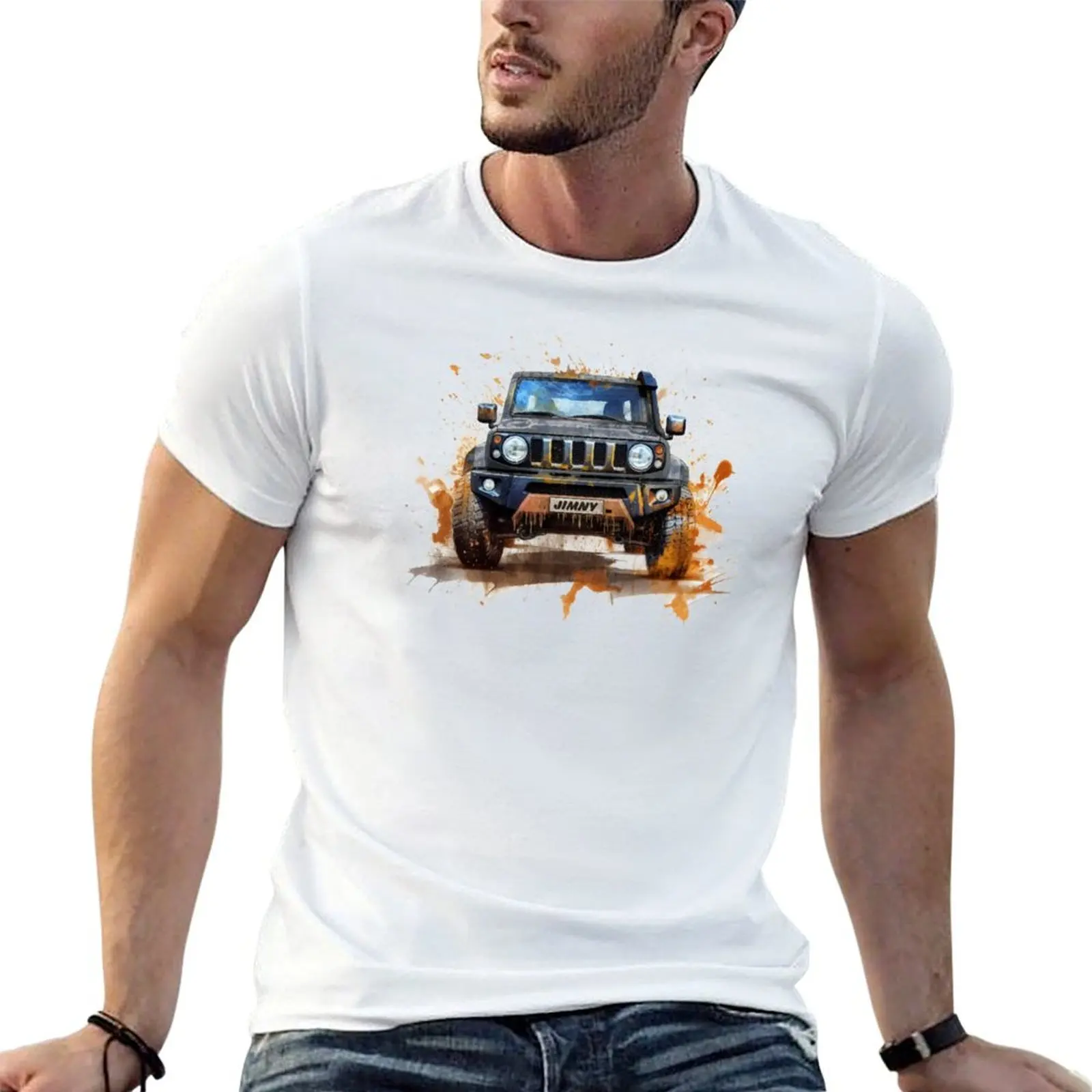 T-shirt Jimny Muddy Conqueror gris moyen, T-shirt en coton basique grande taille