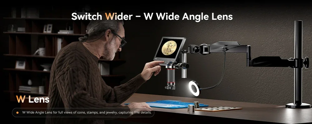 Elikliv EM3K-3D Max 10,1' 3D-Digitalmikroskop mit magnetischer Doppellinse, HDMI 3K, Löt-Mikroskop für Elektronik mit flexiblem Arm – Detail 8