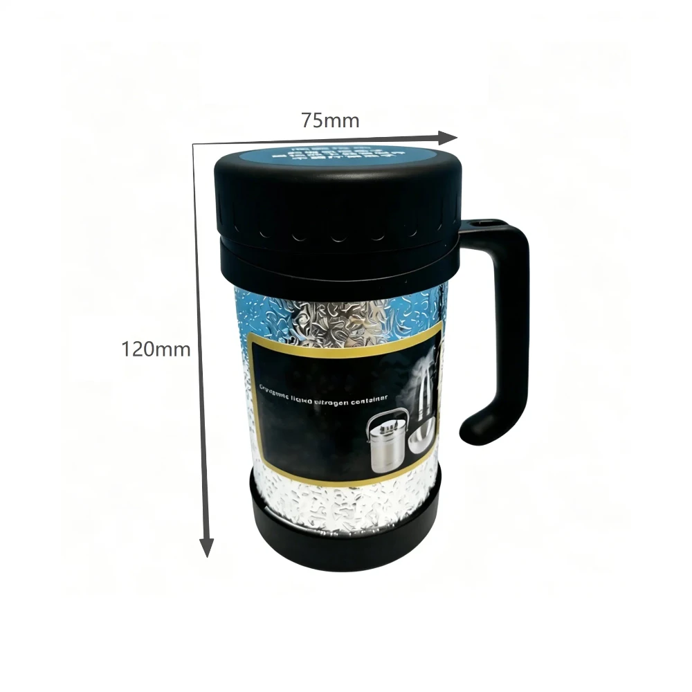 500ml Liquid Nitrogen Container Laboratory Cryogenic Tank 75mm Inner Diameter 8H Static Holding Time with Handle