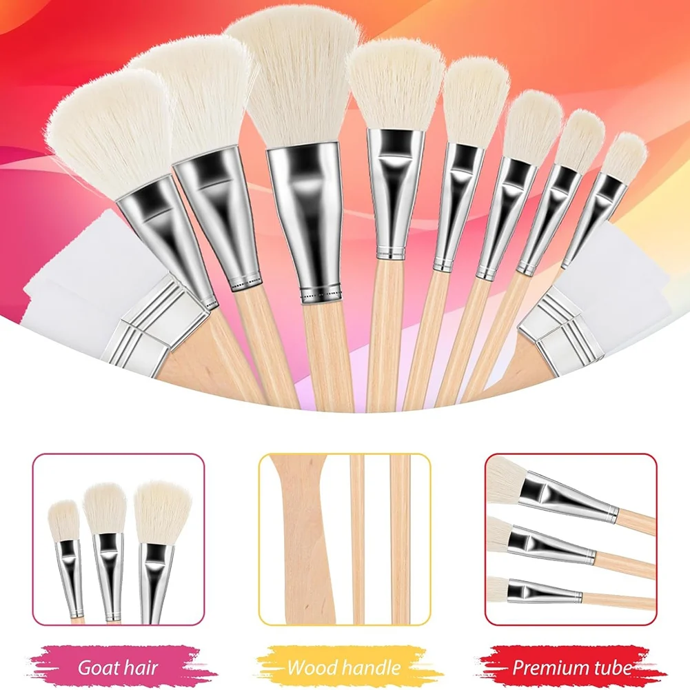 Acrylic Painting Mop Brushes Various Sizes Paint Brush Set With Wooden Handle Acrylic Watercolor Oil Painting Face Art