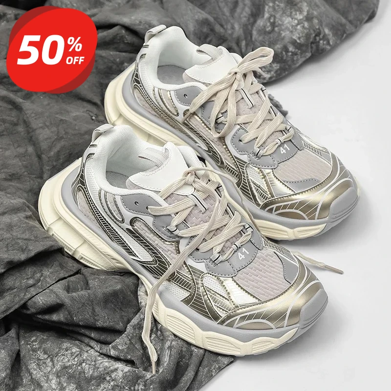 

Sport Shoes for Men's Casual Thick Bottom Mesh Breathable High Quality Running Shoes Ultra Light Man Chunky Sneakers Zapatillas