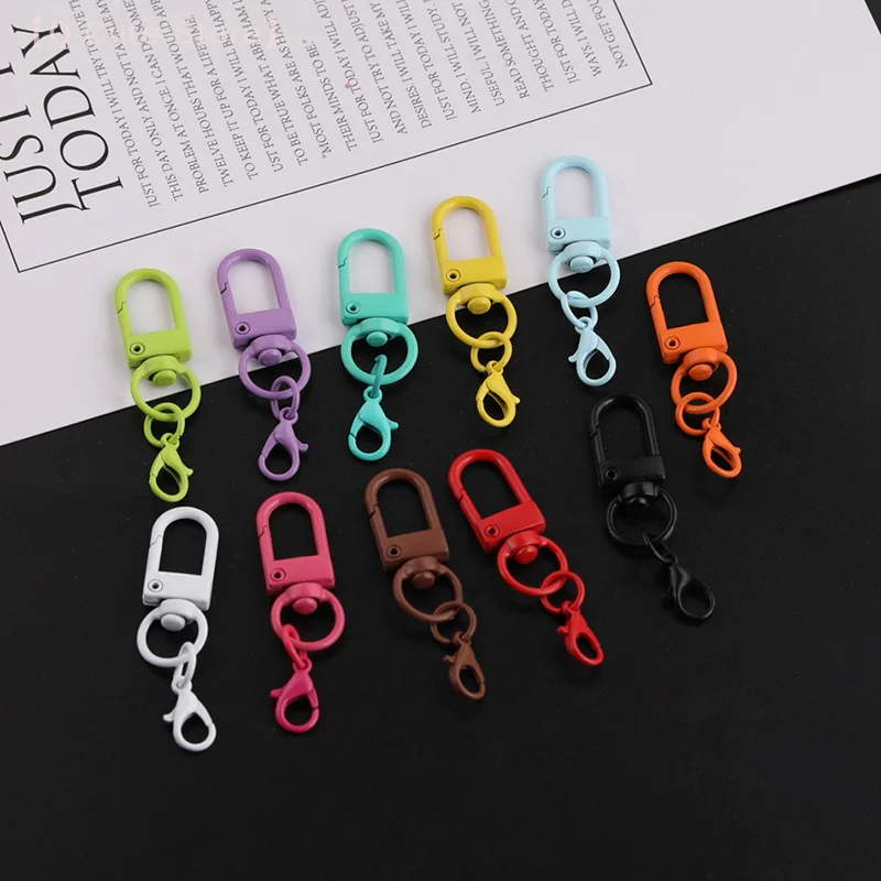 10/50 قطعة حلقة تسلق ملونة المشبك مفتاح سلسلة الدورية Keyrings DIY بها بنفسك مفتاح سلسلة أكياس المعلقات اكسسوارات بالجملة