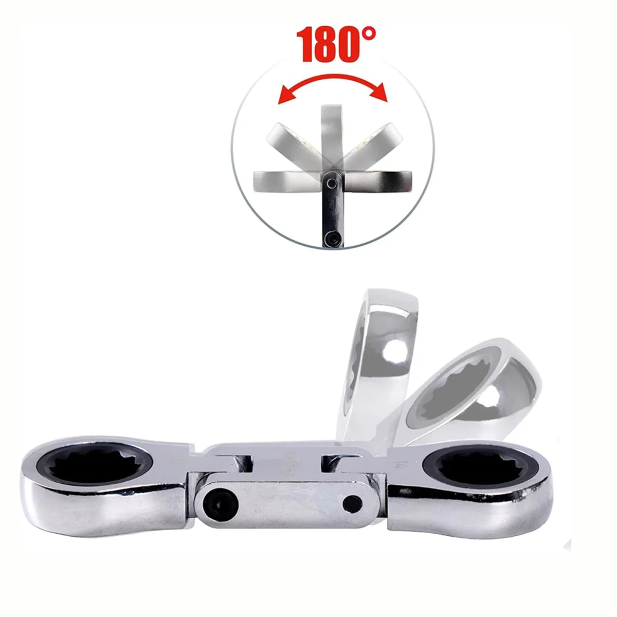 Tools 5-Piece Flex-Head Stubby Ratcheting Combination Wrench Set, Mini Wrench Set, Double Box End Flex-Head, Mini Spanner Set