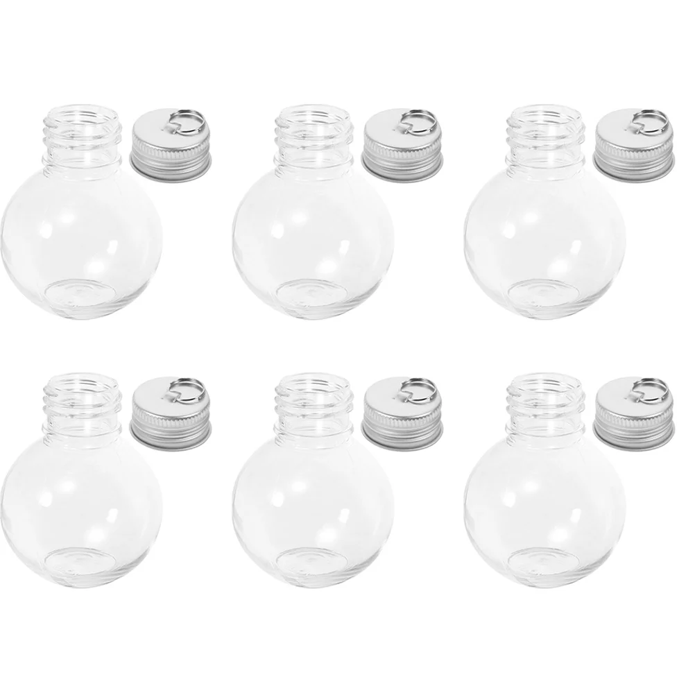 6 Pcs Gift Christmas Spherical Bottle Festival Candy Jar Bulb Shaped Milk The Pet Coffee Bottles Anti-leak