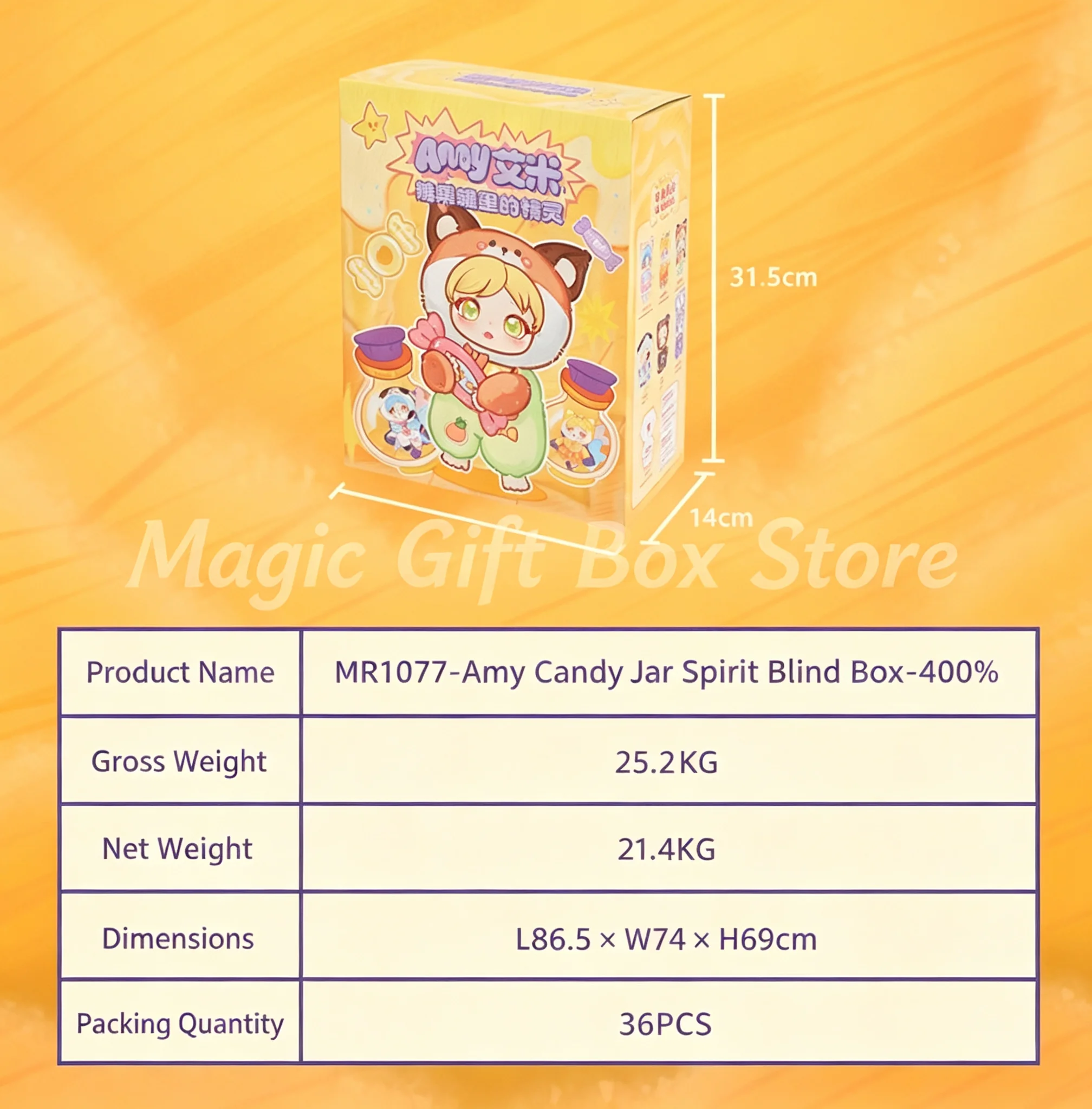 Amy Candy Jar Spirit 400% Large Size Plush Doll Blind Box, Collectible Flocked Trendy Toy Figure view 6