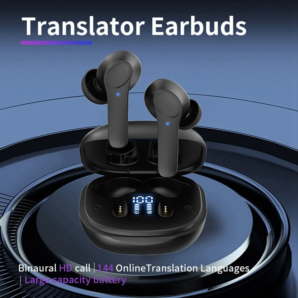 AB53 B11 Smart Voice Translation Headset Bluetooth Wireless Supports 144 Languages Real-Time Translation White