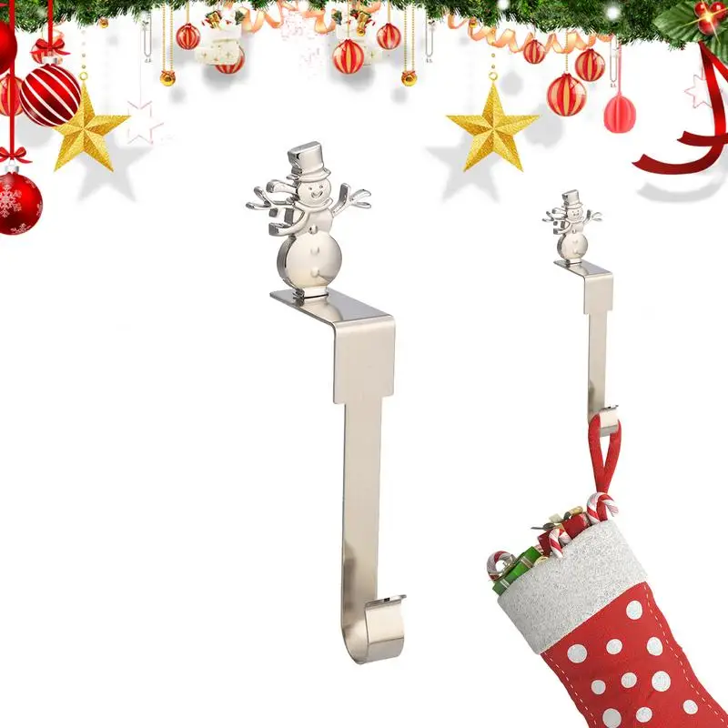 

Stocking Hooks for Mantle Christmas Tree Snowflake Snowman Elk Stocking Hangers for Fireplace Holiday Mantel Garland Holder