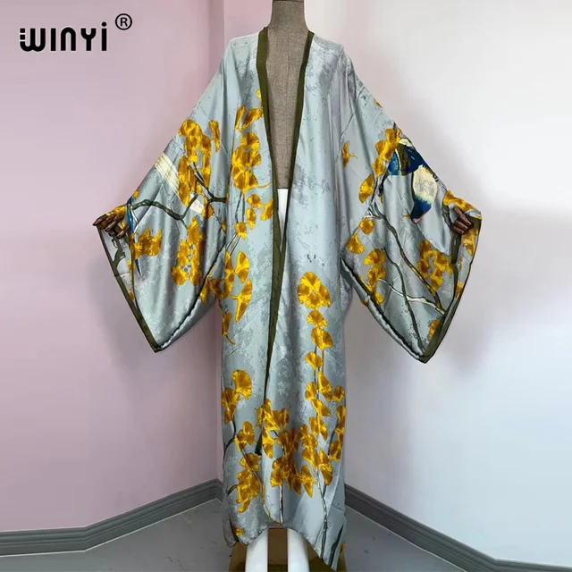 WINYI-túnica de bikini rosa para mujer, cárdigan bohemio, cóctel de puntada, sexy, Maxi, KIMONO de manga de murciélago para vacaciones, nuevo, Europa