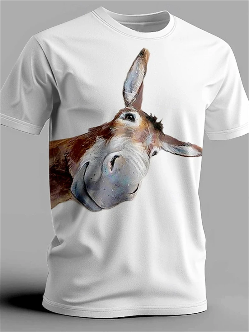 Funny Donkey 3D Print T-Shirt For Women Men Fashion Animal Graphic Casual Unisex Summer Short Sleeve Crew Neck Y2k Men Clothes