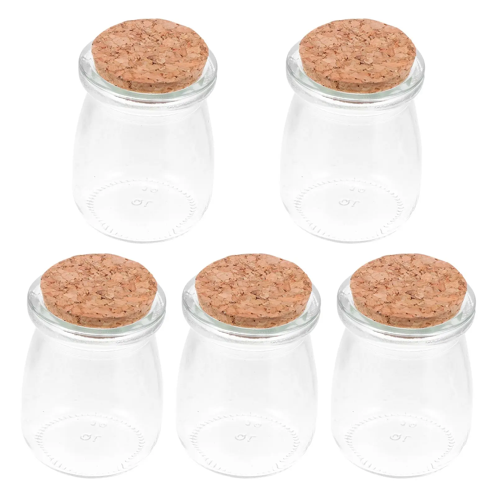 

5Pcs Empty Glass Bottles Transparent Jars Pudding Shaped Wish Storage Jar Perfume Bottle Decorative Drift Bottle
