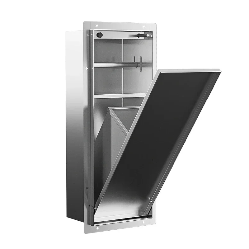

Hidden Stainless Steel Niche Toilet Storage Rack Trash Can Embedded Toilet Side Metal Niche Cabinet