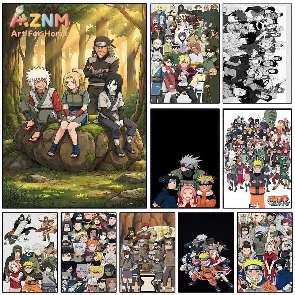 Naruto Legendary Sannin Team Hiruzen Anime Canvas Wall Art Print Poster Unframed Canvas Painting Home Bedroom Living Room Wall