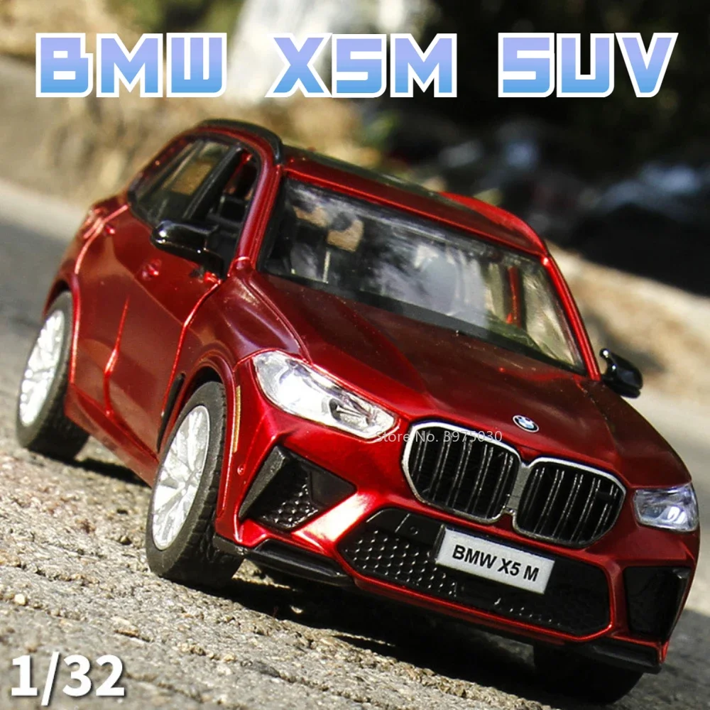 1/32 Scale BMW X5M SUV Alloy Car Model Toy Metal Diecast Simulation Off Road Vehicles Sound Light Collection Toys for Boys Gifts