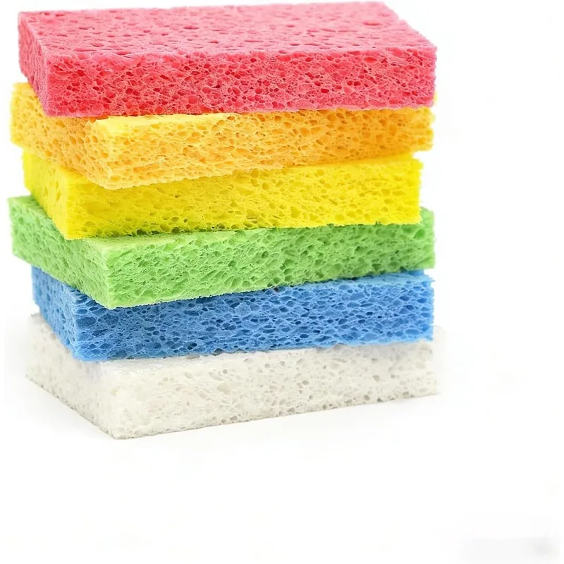 6 Pack Cellulose Scrub Sponges Non-Scratch Heavy Duty Kitchen