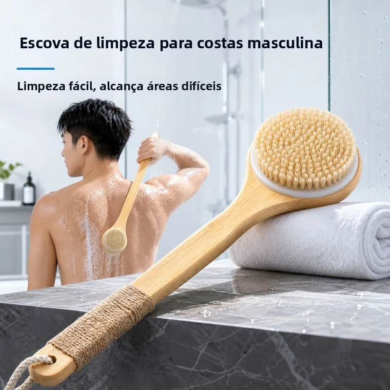 男性用バスブラシ-ロングハンドル-ソフト毛先の柔らかい石鹸ブラシ-背中洗い用バスブラシ-パーソナル衛生洗浄ツール