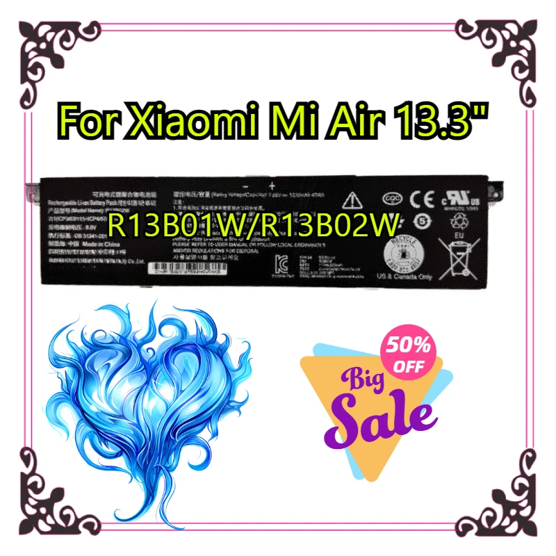 

Высокопроизводительный аккумулятор для ноутбука 5230 мАч R13B01W R13B02W для Xiaomi Mi Air 13,3 дюйма