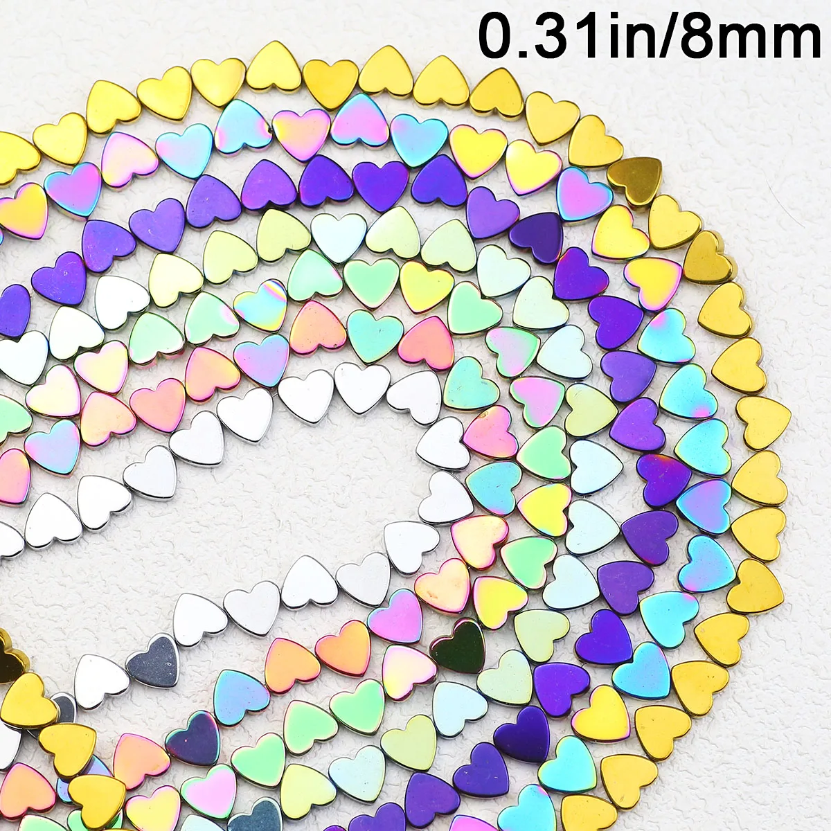 1Strand 8mm 43pcs Multicolor Horizontal Hole Heart Hematite Natural Stone Spacer Loose Beads For Jewelry Making Diy Bracelets