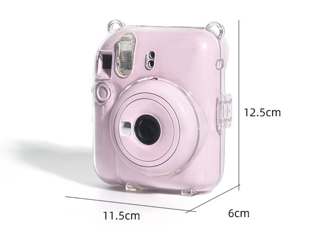 HTMCK For Fujifilm Instax Mini 12 Transparent Camera Case Protective Carry Bag Cover with Shoulder Strap Storage