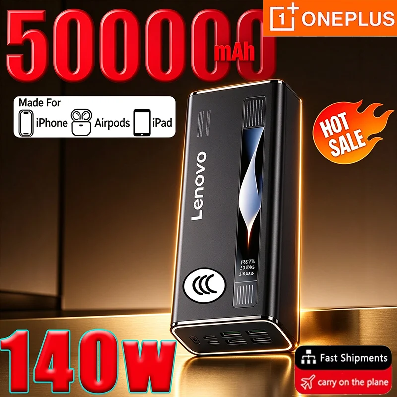 OnePlus Ultra Capacity 500000mAh 140W Super Fast Charging CCC LED Digital Display Portable Battery Charger Powerbank