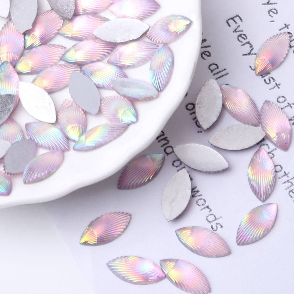 Sea Shell Horse Eye Resin Flat Bottom Drill 7x15mm 100pcs Colors AB DIY Hair Accessories Eyebrow Stickers Nail Art Accessories