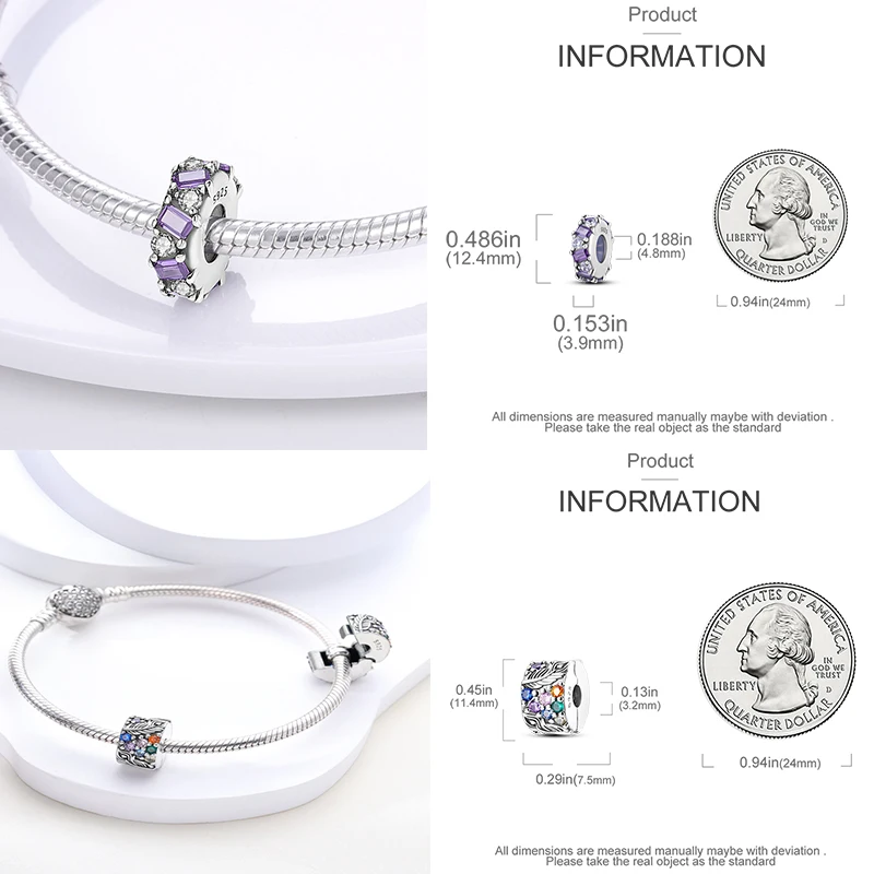 925 Sterling Silber Spacer Charm Perlen Schmetterling Blumen Stern Mond Bunt Lila DIY Armband Halskette Schmuck Geschenk für Frauen – Detail 7