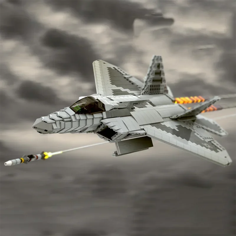 Military Series Model Moc Building Blocks 1:35 Scale F-22 Raptor Fighter Model Technology Brick Construction Assembly Toy Gifts