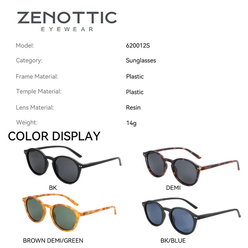 Imagen 2 del producto ZENOTTIC Retro pequeñas gafas de sol polarizadas redondas hombres mujeres ligero Vintage UV400 lentes polarizadas tonos de moda