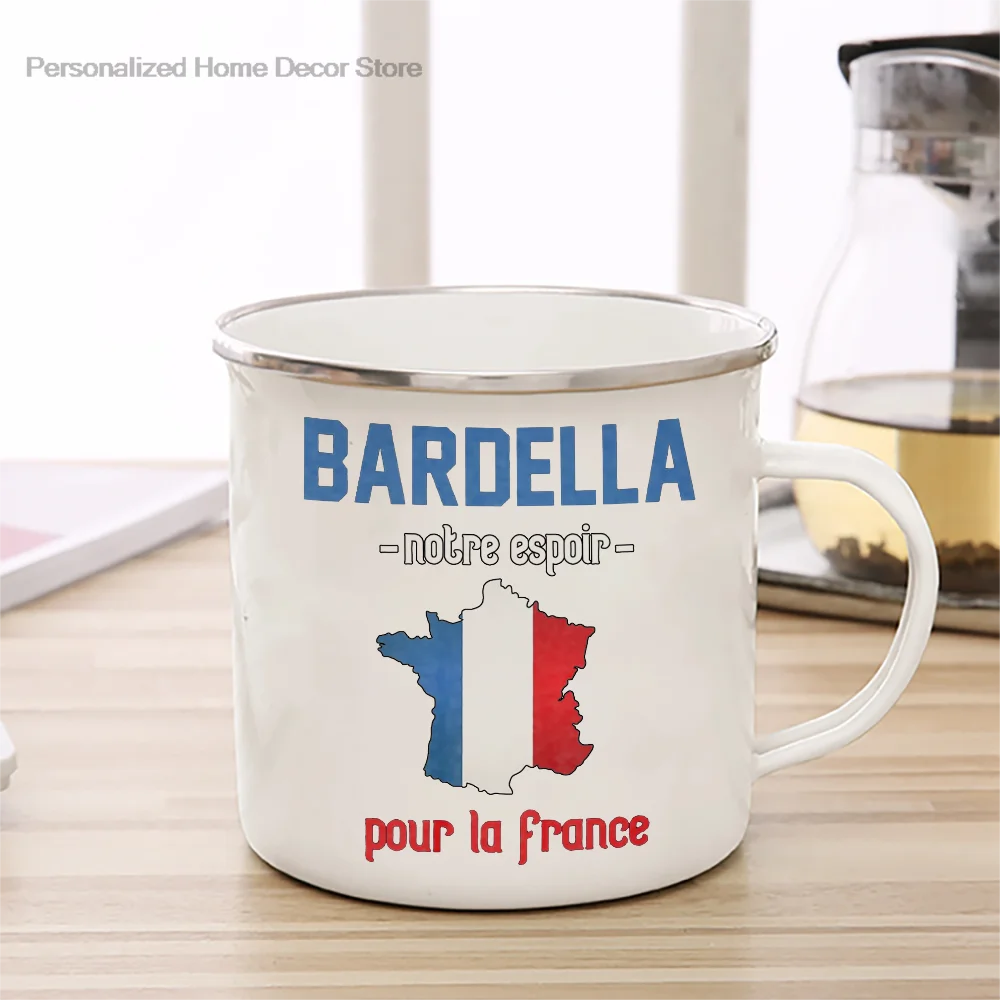 2027 Taza de café esmaltada Bardella Hope francesa, Taza de café de cerámica divertida de 11oz, taza de café, té, cacao, mango, taza de bebida de té